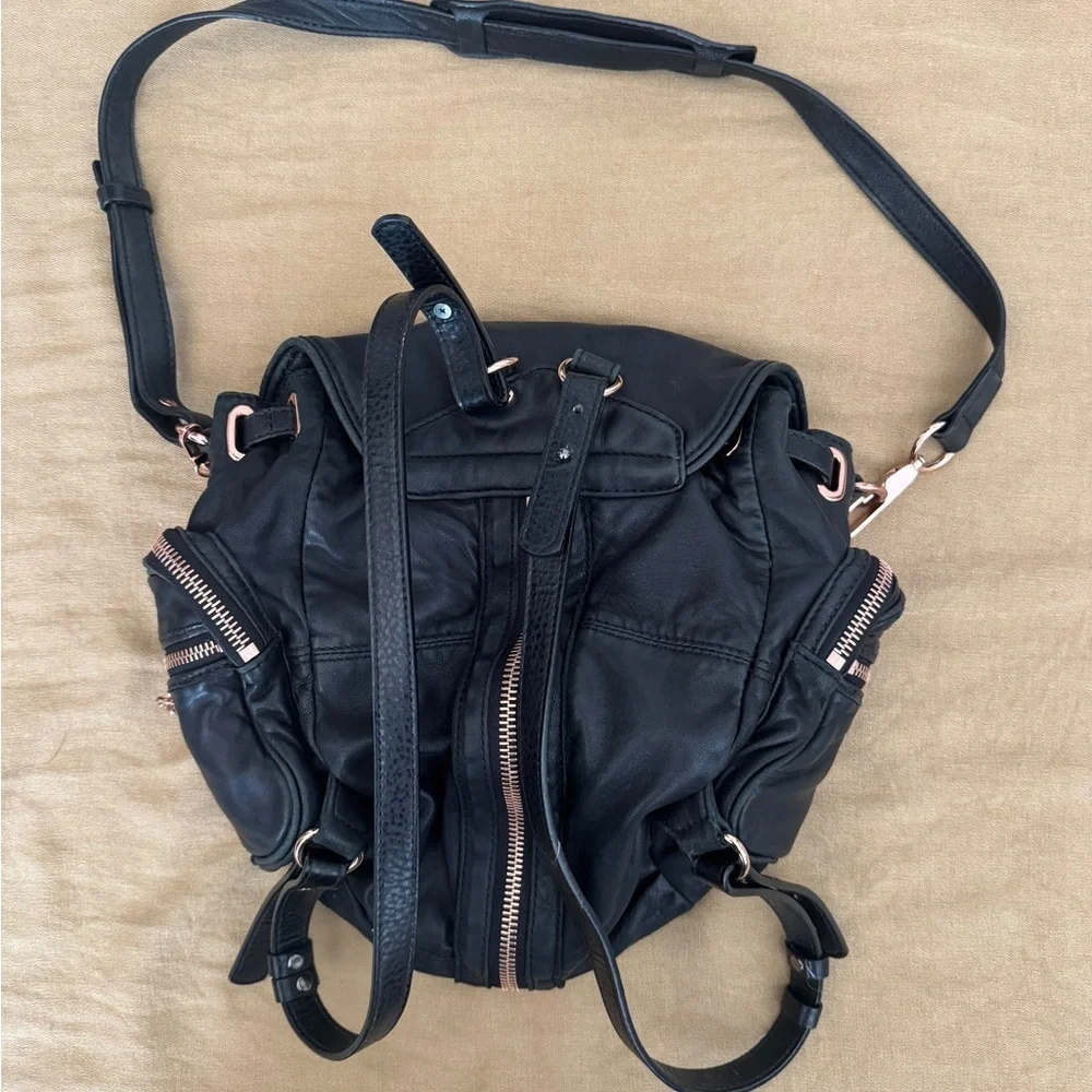 Alexander Wang Marti Black Calfskin Backpack Rose Gold Hardware